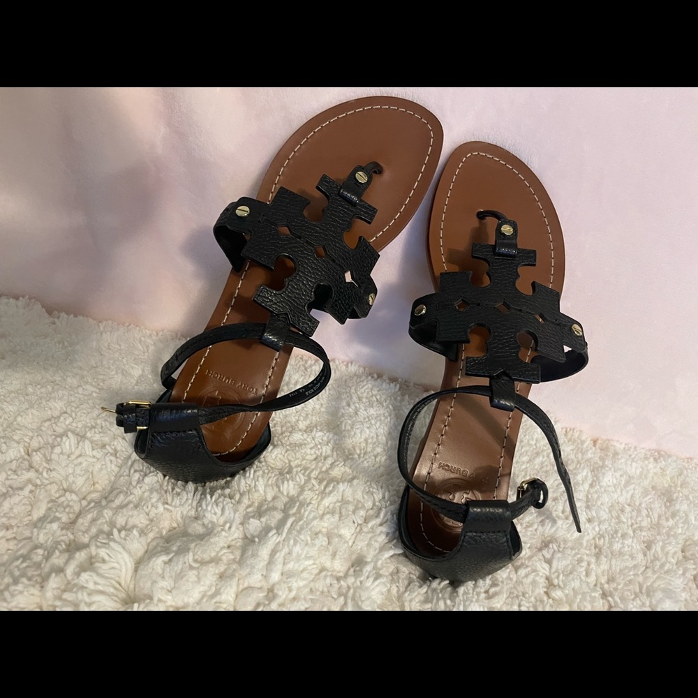 Tory Burch leather sandals.